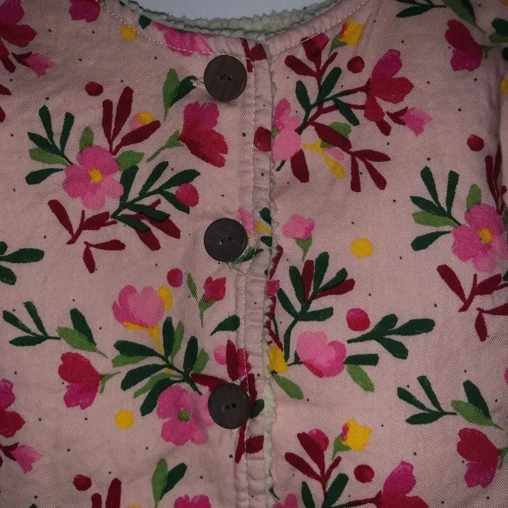 Gymboree Floral Quilted Pink Sherpa Lined Jacket